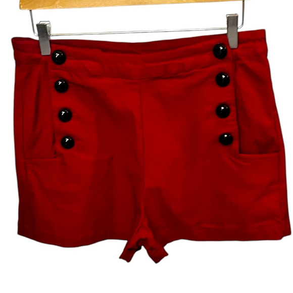 Women's Voodoo Vixen Sailor Retro Style High Rise Bombshell Shorts, XL, Red - Picture 5 of 16